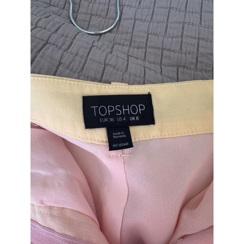 Topshop 2-Piece Ombre Pink/Yellow Chiffon Set Blazer Shorts Button US 2 - Picture 4 of 12